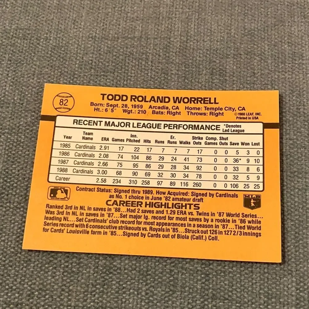 1989 Donruss St. Louis Cardinals Baseball Card Trading Card